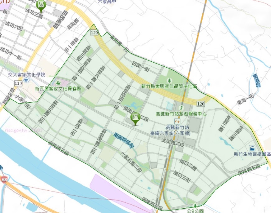 竹北市區域地圖，高鐵重劃區