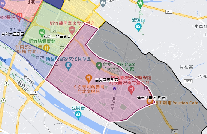 竹北市區域地圖，高鐵重劃區