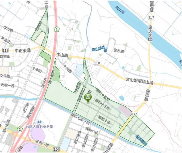 竹北市區域地圖，縣治三期